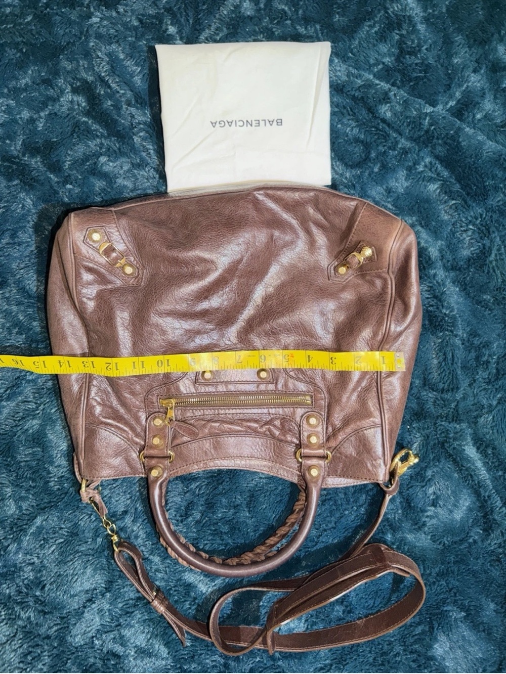 Balenciaga Brown Leather Shoulder Satchel with Braided Handles
